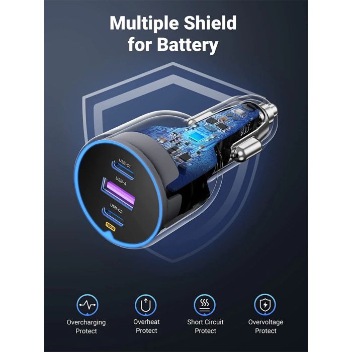 UGREEN 130W avtopolnilec z 1M USB-C kablom-2