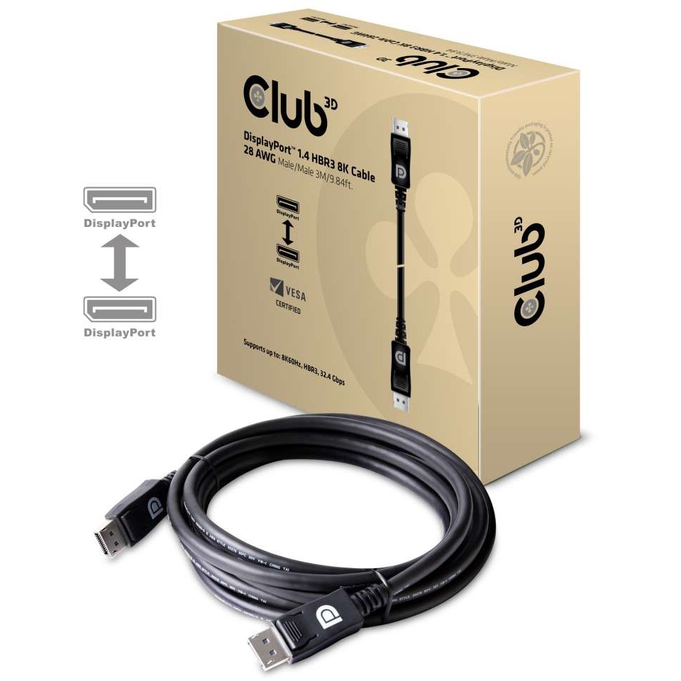 Kabel CLUB3D DisplayPort 1.4 HBR3 8K 28AWG 3m M/M-1
