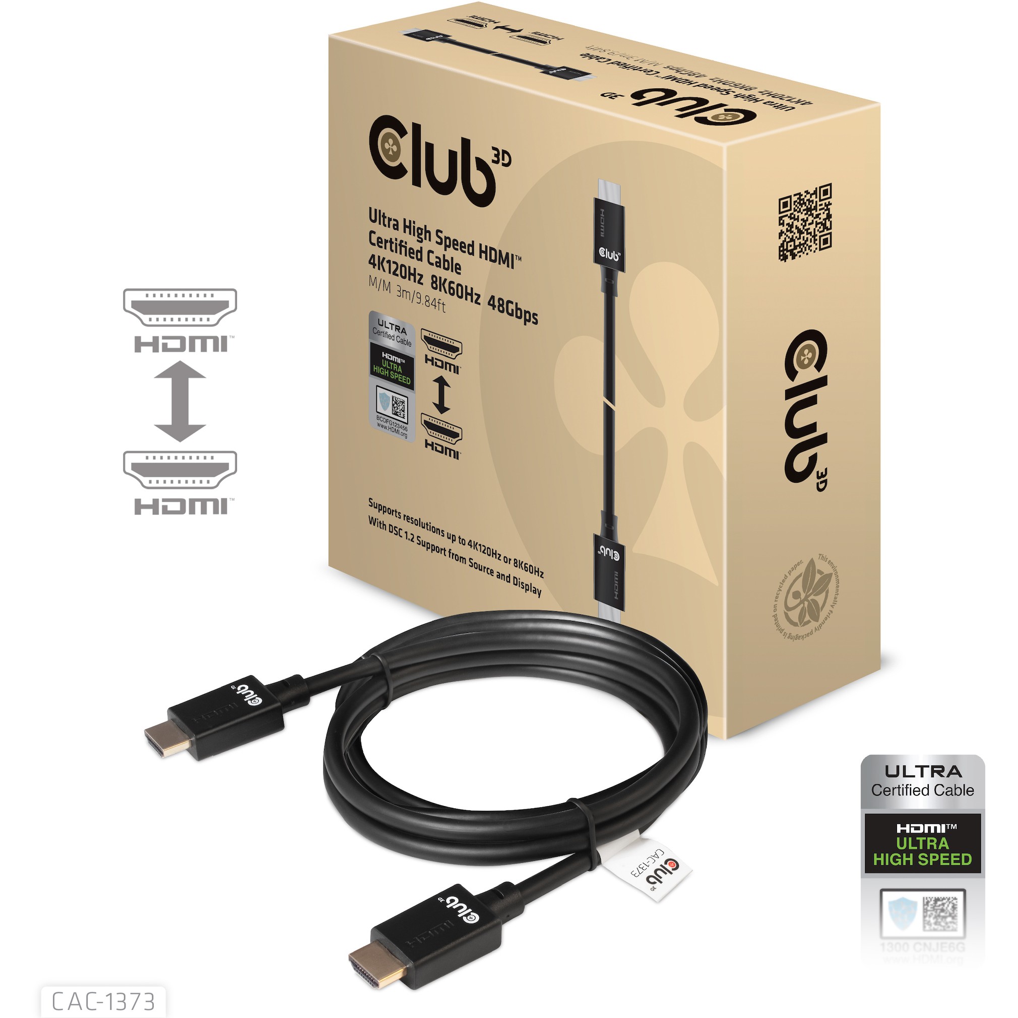 Kabel CLUB 3D Ultra High Speed HDMI 4K120Hz, 8K60Hz 48Gbps M/M 3 m