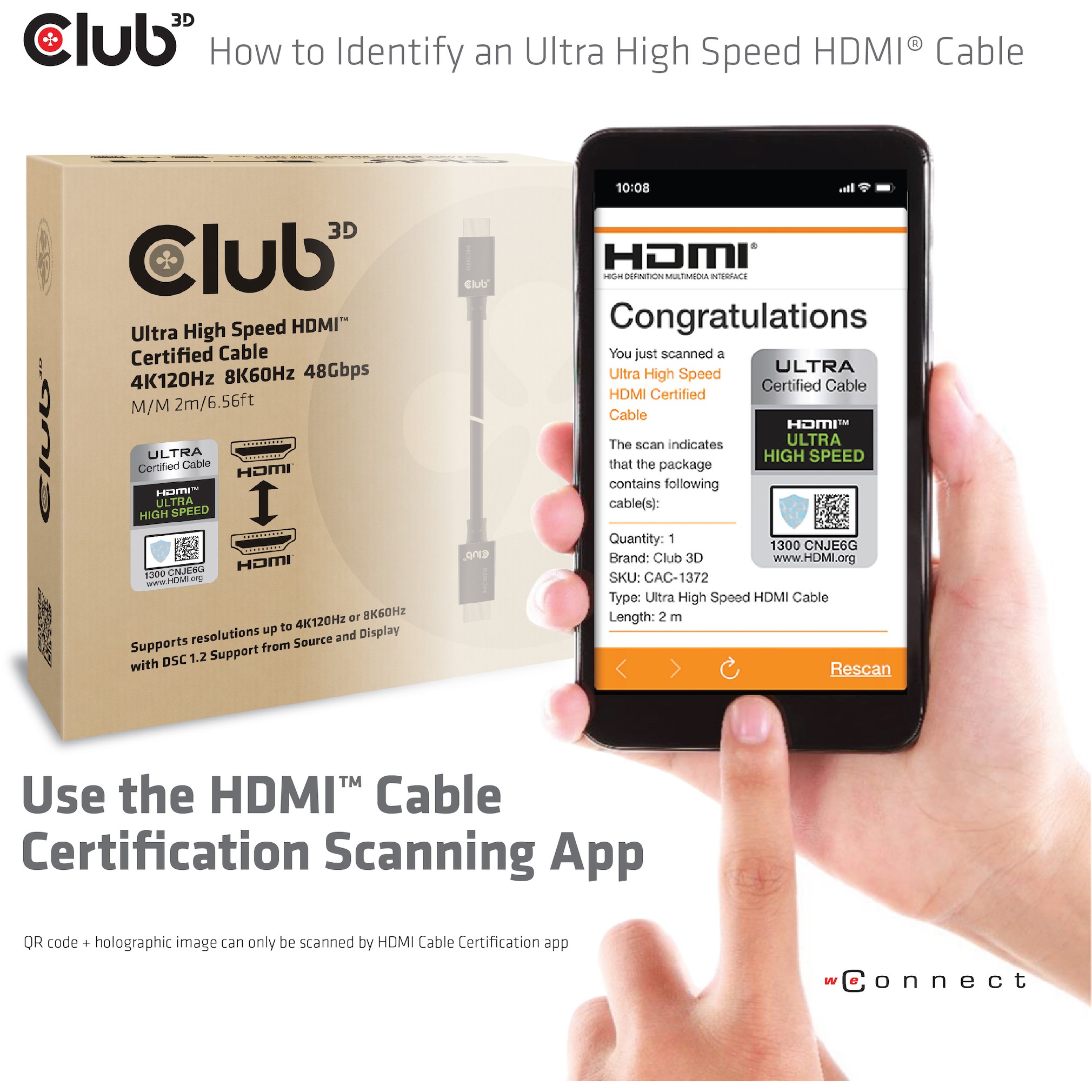 Kabel CLUB 3D Ultra High Speed HDMI 4K120Hz, 8K60Hz 48Gbps M/M 3 m-1