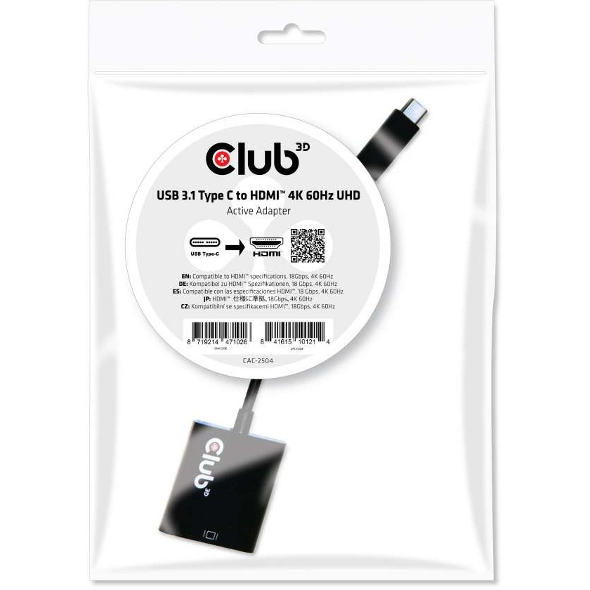 Adapter CLUB3D USB 3.1 Type C to HDMI 2.0 UHD 4K 60Hz-1