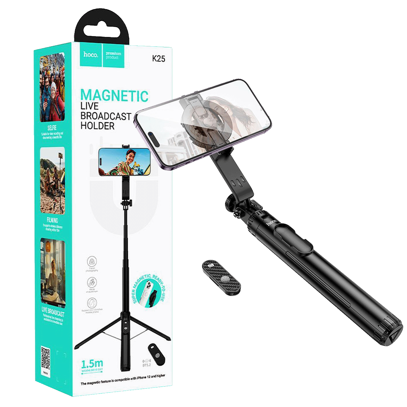hoco. Selfie stick s bežičnim daljinskim upravljačem i stativom - K25-0