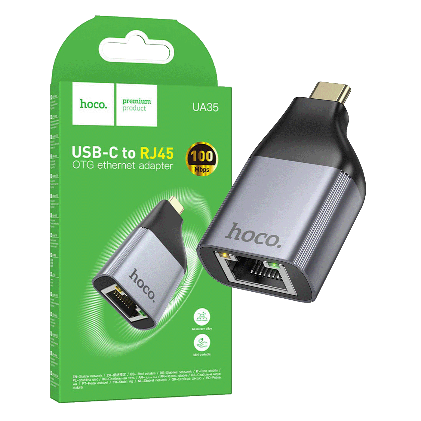 hoco. Adapter USB type C na LAN - UA35-0