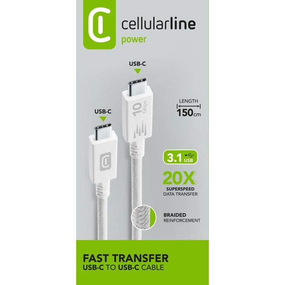 Kabel CELLULARLINE USB-C to USB-C (150cm) bijeli-4