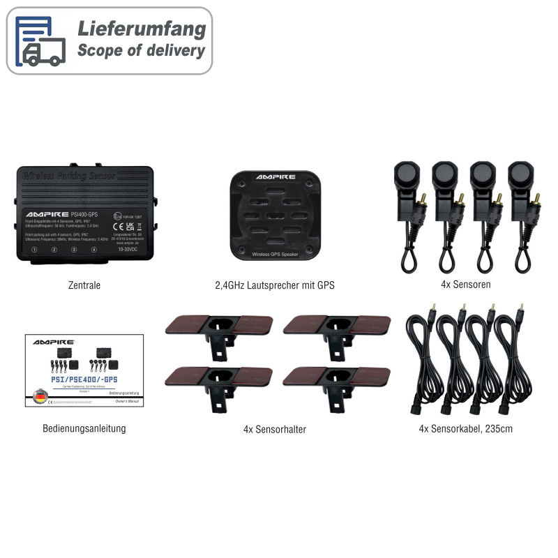 Prednji parking senzor AMPIRE PSI400-GPS (4-smjerni, ugradnja iza branika)-8
