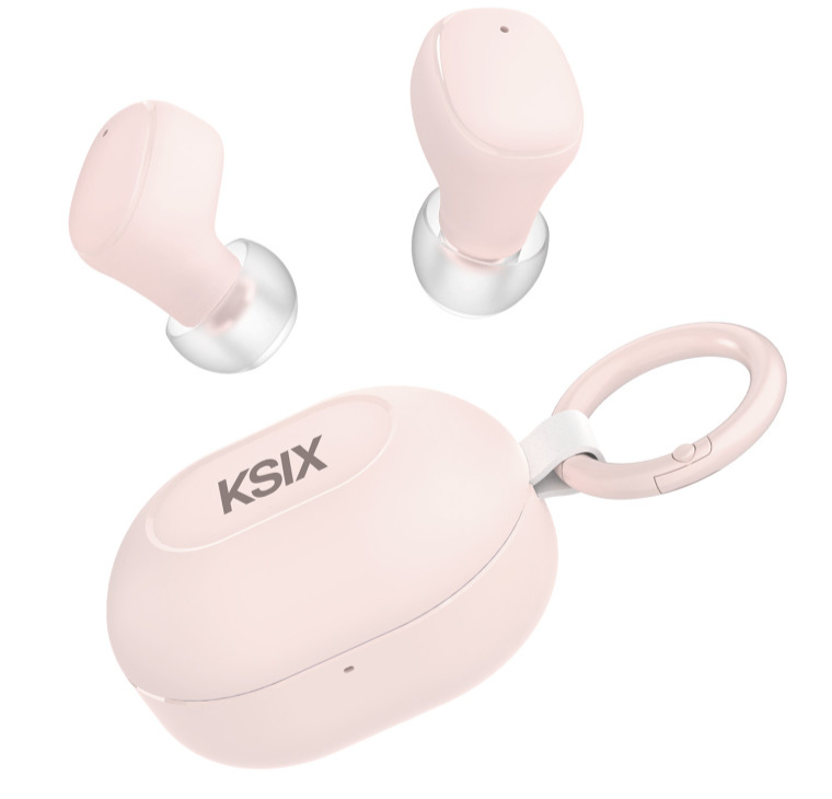 Slušalice bežične KSIX Neutron, USB-C, kopča za karabiner, baterija 4h+16h, roze-0