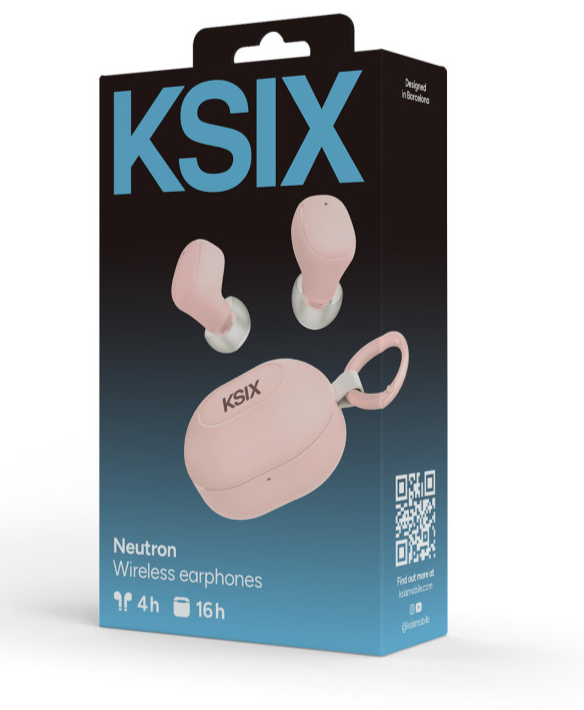 Slušalice bežične KSIX Neutron, USB-C, kopča za karabiner, baterija 4h+16h, roze-4