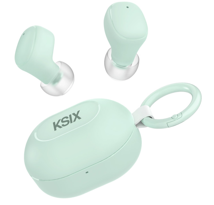 Slušalice bežične KSIX Neutron, USB-C, kopča za karabiner, baterija 4h+16h, zelene