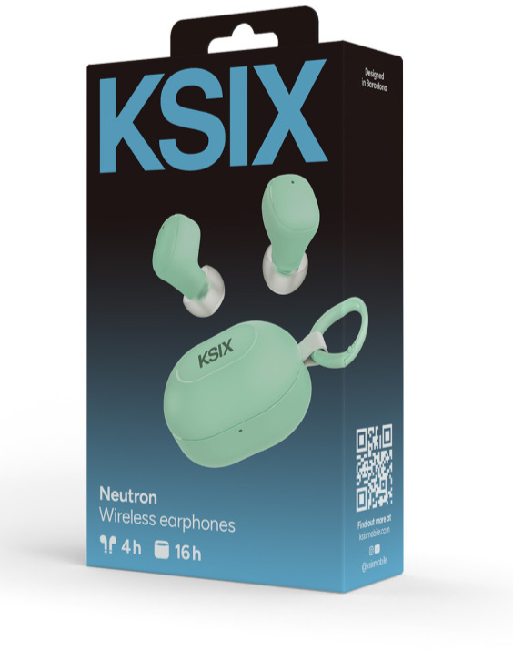 Slušalice bežične KSIX Neutron, USB-C, kopča za karabiner, baterija 4h+16h, zelene-4