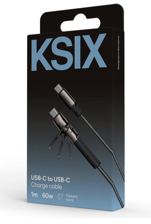 Kabel KSIX Ultrabrzi za punjenje sa stalkom, 60W, USB-C na USB-C, pleteni, 1.0m-4