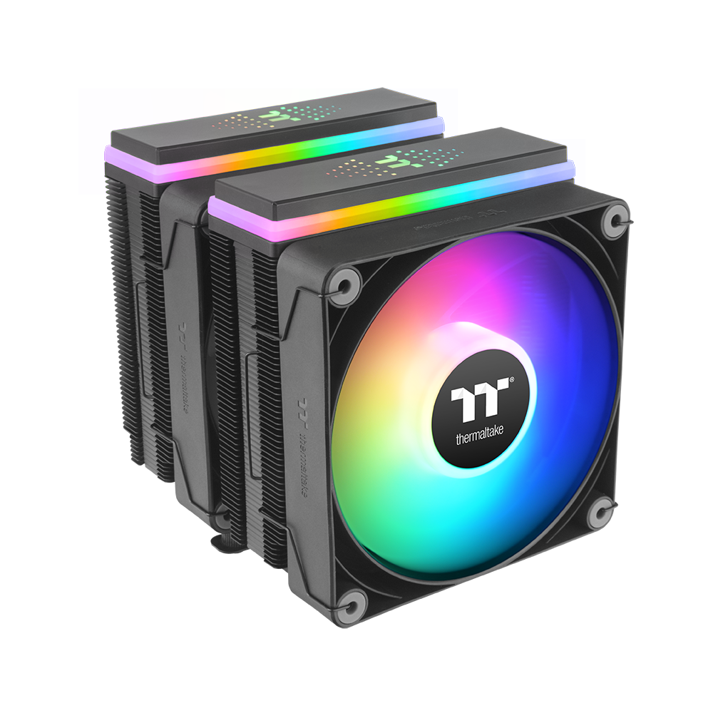 CPU COOLER THERMALTAKE ASTRIA 600 (kompatibilnost intel lga 2066, 2011, 1851, 1700, 1200, 1156, 1155, 1151, 1150, amd am5, am4, dimenzije 124 x 137 x 160 mm, materijal aluminijske lamele, bakrene toplovodne cijevi, toplovodne cijevi 6 komada, promjer 6 mm, ventilatori dimenzije 120 x 120 x 25 mm, količina 2, brzina pwm 500 ~ 1800 o/min, napon led 5v, ventilator 12v, 5v, snaga led-a 6.5 w, protok zraka 65.0 cfm, statički tlak 2.56 mm-h2o, razina buke 26.8 dba, životni vijek ventilatora 40.000 sati, priključci led 5v argb header, ventilator 5v argb header, 2510 – 4-pinski priključak, hladna snaga 265 w)