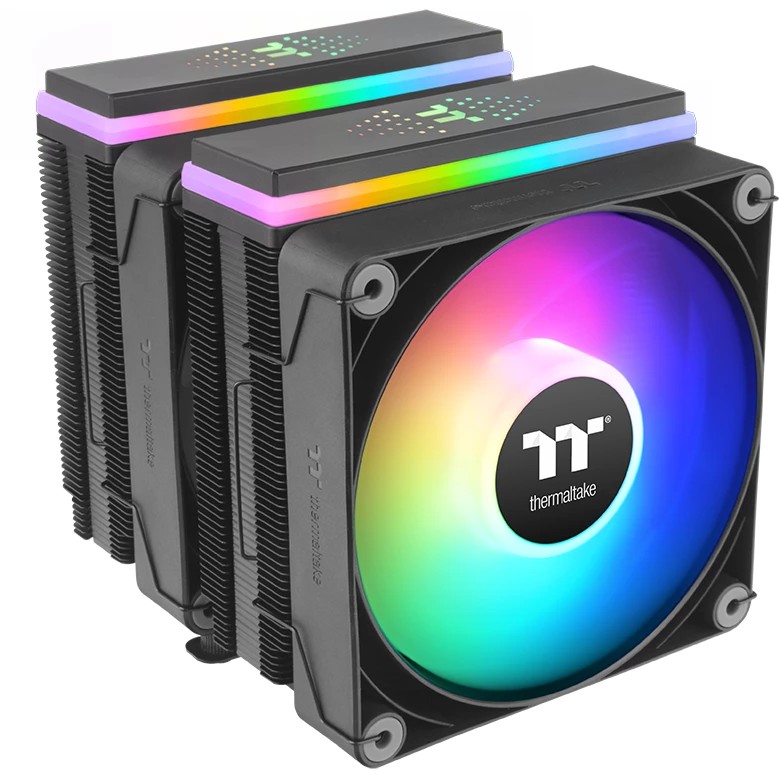 CPU COOLER THERMALTAKE ASTRIA 600 (kompatibilnost intel lga 2066, 2011, 1851, 1700, 1200, 1156, 1155, 1151, 1150, amd am5, am4, dimenzije 124 x 137 x 160 mm, materijal aluminijske lamele, bakrene toplovodne cijevi, toplovodne cijevi 6 komada, promjer 6 mm, ventilatori dimenzije 120 x 120 x 25 mm, količina 2, brzina pwm 500 ~ 1800 o/min, napon led 5v, ventilator 12v, 5v, snaga led-a 6.5 w, protok zraka 65.0 cfm, statički tlak 2.56 mm-h2o, razina buke 26.8 dba, životni vijek ventilatora 40.000 sati, priključci led 5v argb header, ventilator 5v argb header, 2510 – 4-pinski priključak, hladna snaga 265 w)-12