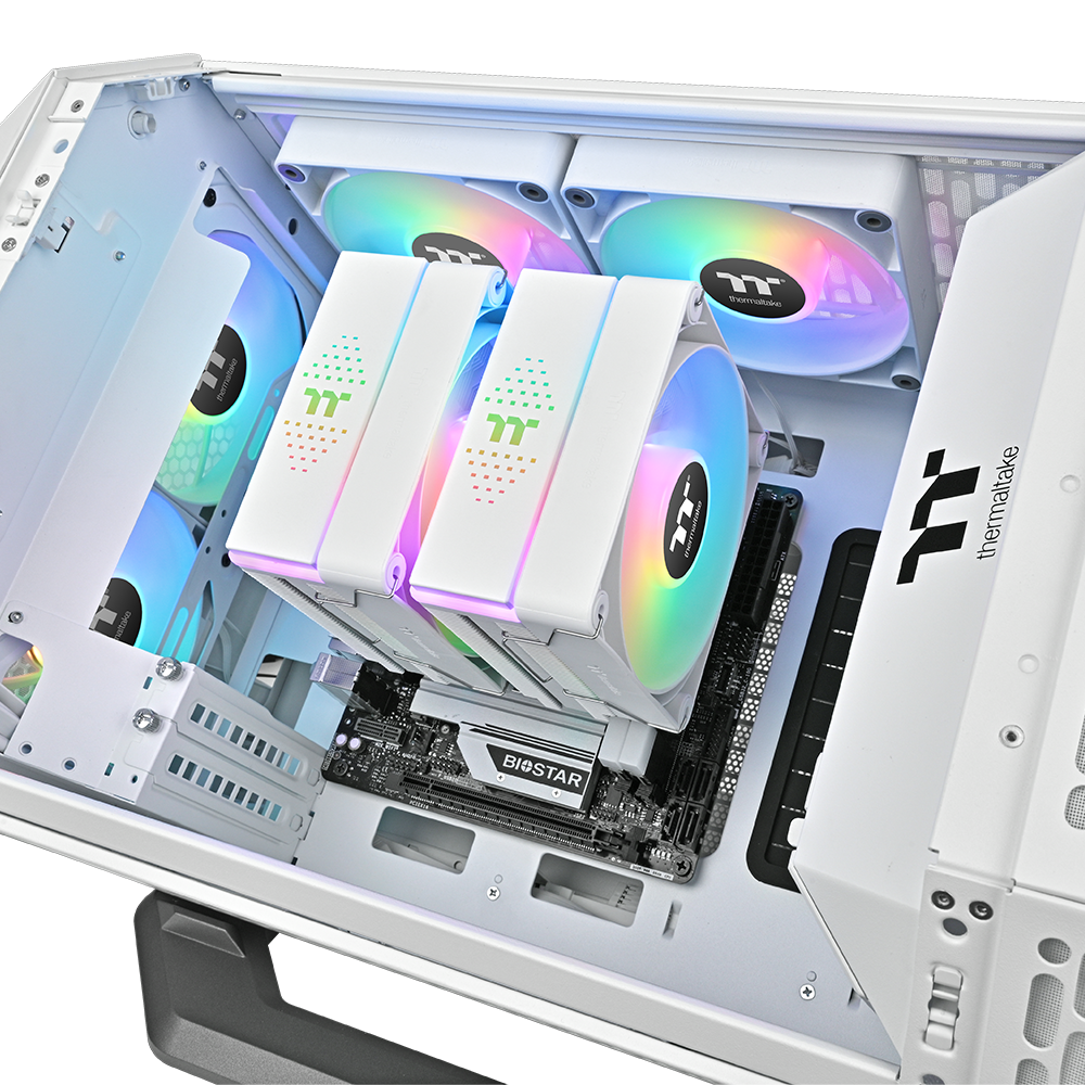 CPU COOLER THERMALTAKE ASTRIA 600 (kompatibilnost intel lga 2066/2011/1851/1700/1200/1156/1155/1151/1150, amd am5/am4, dimenzije 124 x 137 x 160 mm, materijal aluminijske lamele i bakrene toplovodne cijevi, toplovodne cijevi 6 komada, promjer 6 mm, ventilatori dimenzije 120 x 120 x 25 mm, količina 2 komada, brzina pwm 500 ~ 1800 o/min, napon led 5v, ventilator 12v & 5v, snaga led-a 6.5 w, protok zraka 65.0 cfm, statički tlak 2.56 mm-h2o, razina buke 26.8 dba, životni vijek ventilatora 40.000 sati, priključci led 5v argb header, ventilator 5v argb header, 2510 – 4-pinski priključak, hladna snaga 265 w)-9