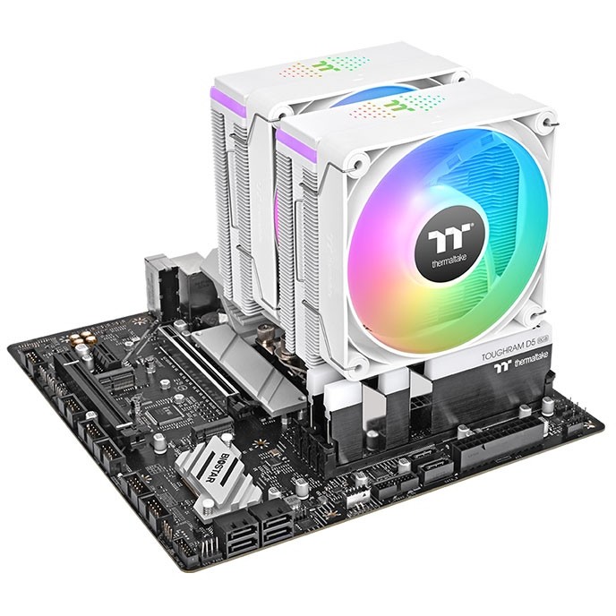 CPU COOLER THERMALTAKE ASTRIA 600 (kompatibilnost intel lga 2066/2011/1851/1700/1200/1156/1155/1151/1150, amd am5/am4, dimenzije 124 x 137 x 160 mm, materijal aluminijske lamele i bakrene toplovodne cijevi, toplovodne cijevi 6 komada, promjer 6 mm, ventilatori dimenzije 120 x 120 x 25 mm, količina 2 komada, brzina pwm 500 ~ 1800 o/min, napon led 5v, ventilator 12v & 5v, snaga led-a 6.5 w, protok zraka 65.0 cfm, statički tlak 2.56 mm-h2o, razina buke 26.8 dba, životni vijek ventilatora 40.000 sati, priključci led 5v argb header, ventilator 5v argb header, 2510 – 4-pinski priključak, hladna snaga 265 w)-15