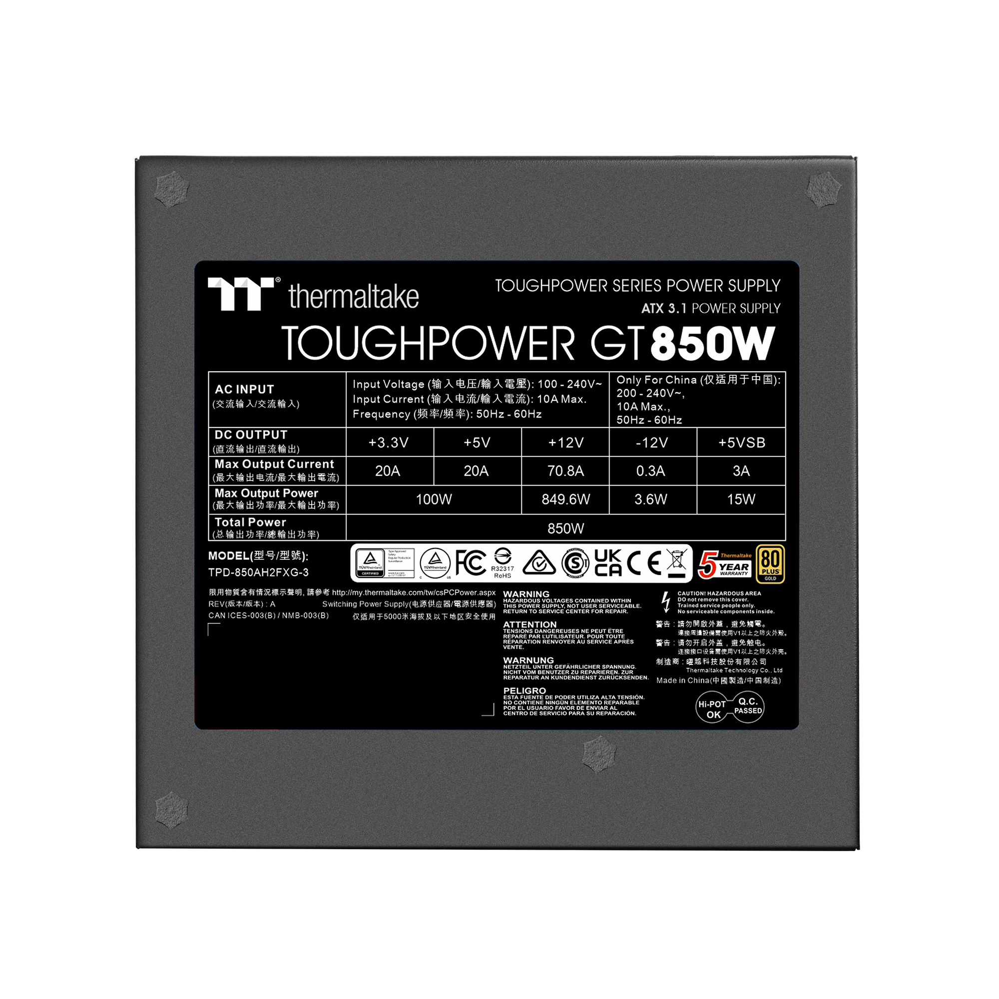 Napajanje THERMALTAKE PSU Toughpower GT 850W-0