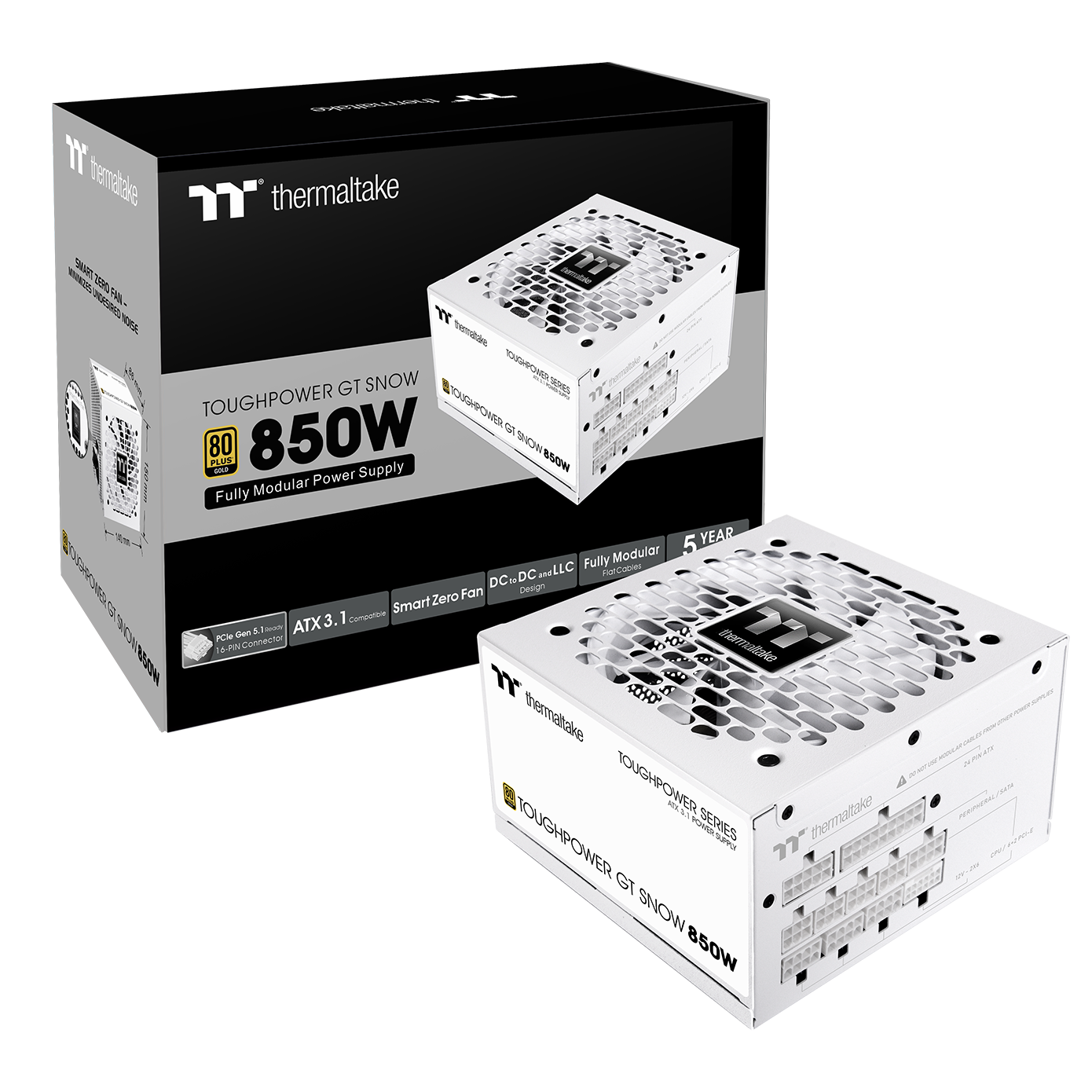Napajanje THERMALTAKE Toughpower GT 850W (850W, bijela, aktivni PFC, 120 mm ventilator, 80 PLUS Gold)-4