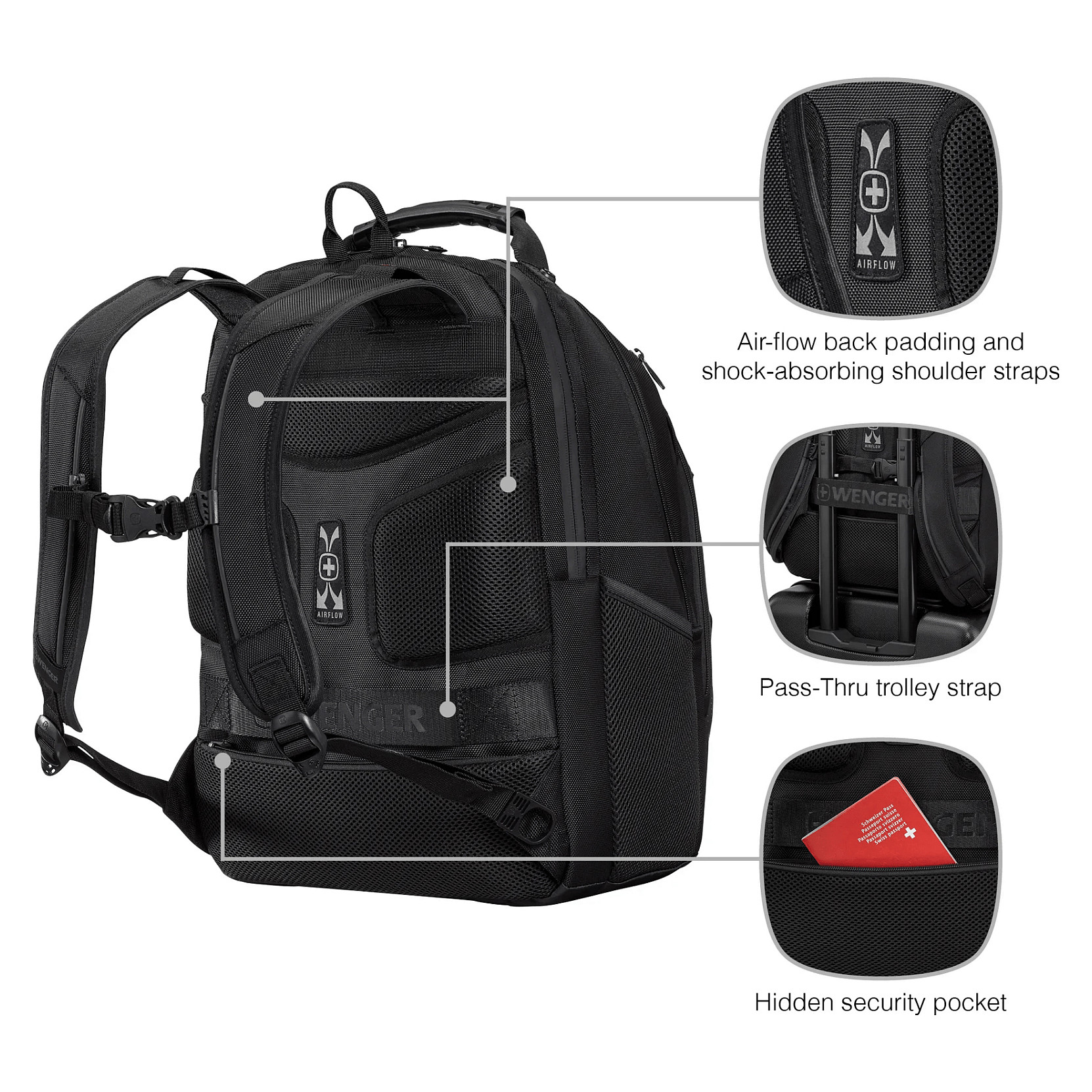 Wenger ruksak (poslovni) Legacy Black Series za prijenosnike do 16", crni-16
