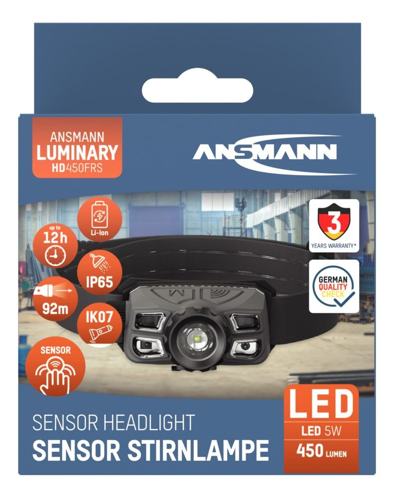 Svjetiljka Ansmann HD450FRS (LED, crna, siva, na traci za glavu)-7