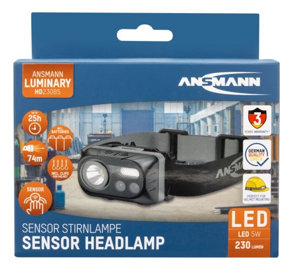 Naglavna svjetiljka ANSMANN HD230BS (230 lumena, senzor)-1