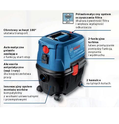 Usisavač BOSCH GAS 15 PS (1100W, 15L, automatska utičnica)-0
