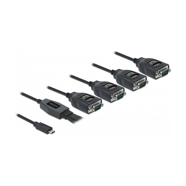 Adapter DELOCK USB-C (M) na 4 x Serial RS-232 DB9 (M) s 15 kV ESD zaštitom-0