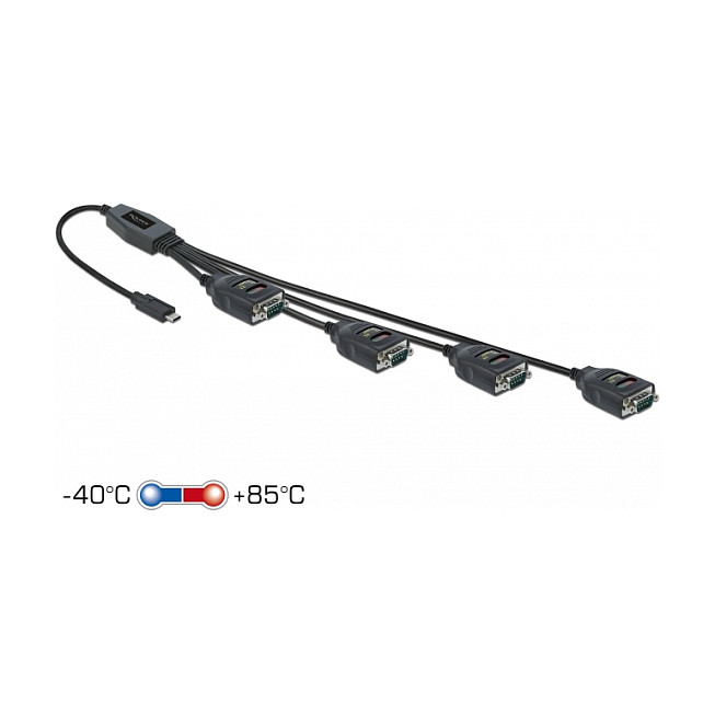 Adapter DELOCK USB-C (M) na 4 x Serial RS-232 DB9 (M) s 15 kV ESD zaštitom-1