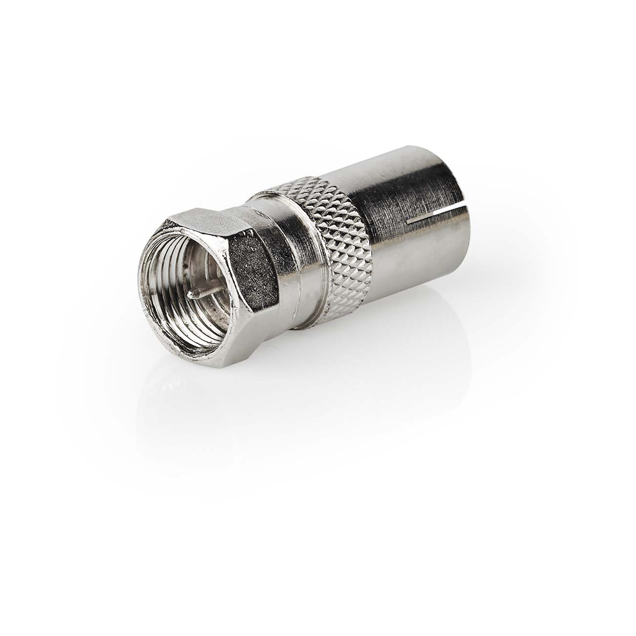 Adapter NEDIS, F konektor (M) na antenski IEC (F) ravni, srebrni, kutija-3