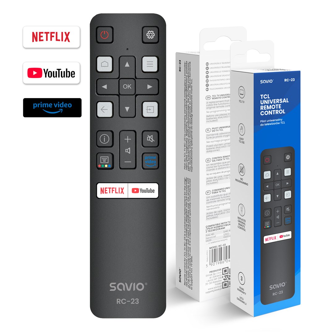 Daljinski upravljač SAVIO RC-23 zamjenski za TCL TV-0