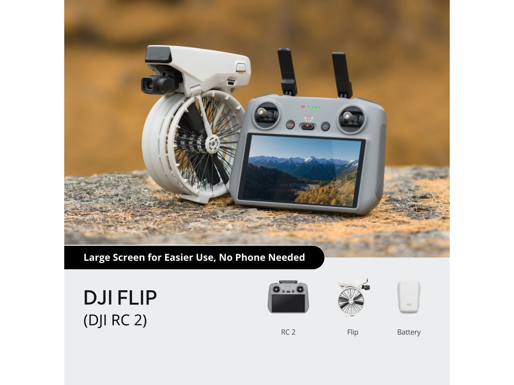 Dron DJI Flip (DJI RC 2) (1/1.3" CMOS, 4K HDR, do 31 min leta, 2 GB, siva boja)