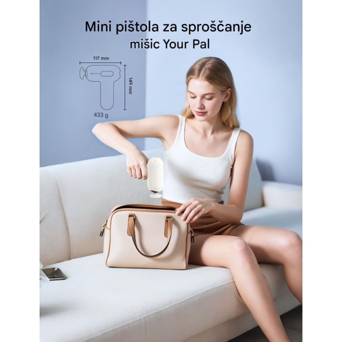 Masažni pištolj TAOTRONICS Mini (bijeli, 6 brzina, 6 nastavaka, usb-c)-3