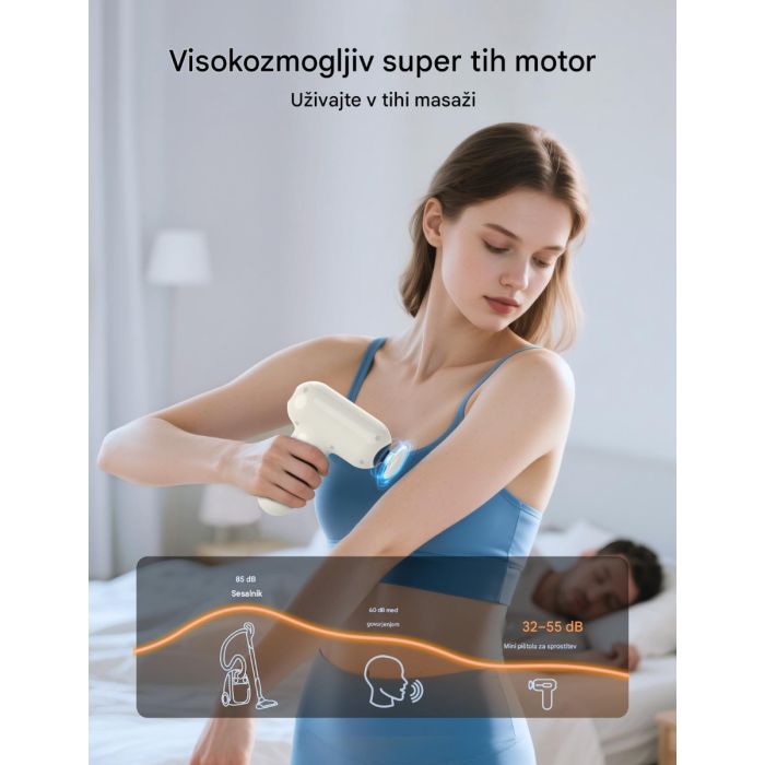 Masažni pištolj TAOTRONICS Mini (bijeli, 6 brzina, 6 nastavaka, usb-c)-5