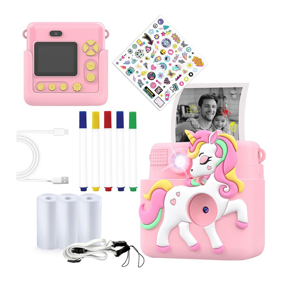 Dječji fotoaparat DENVER KPC-1363RO Rose (2.4" LCD, 48 MP, 1080p video, instant ispis)-6
