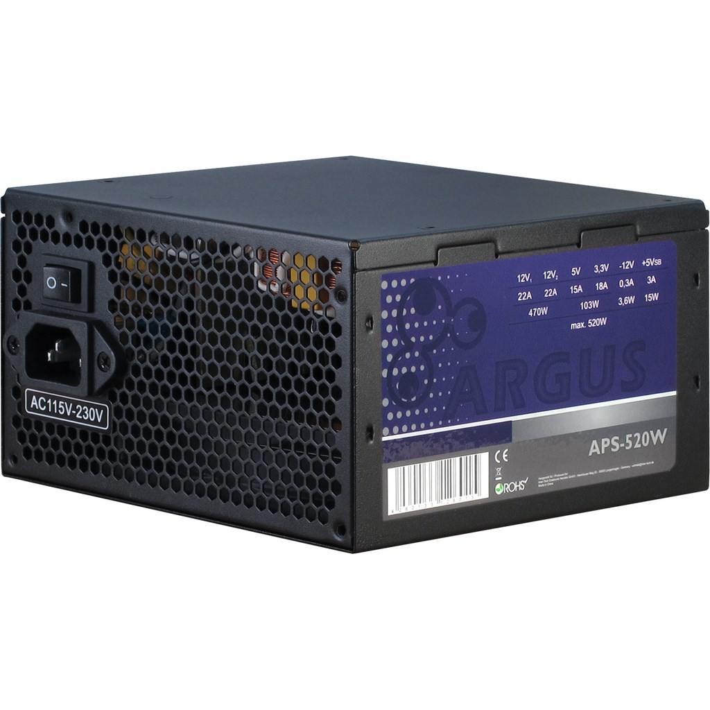 Napajanje INTER-TECH Argus APS (520 W, 20+4 pin ATX, ATX, Crna)-0
