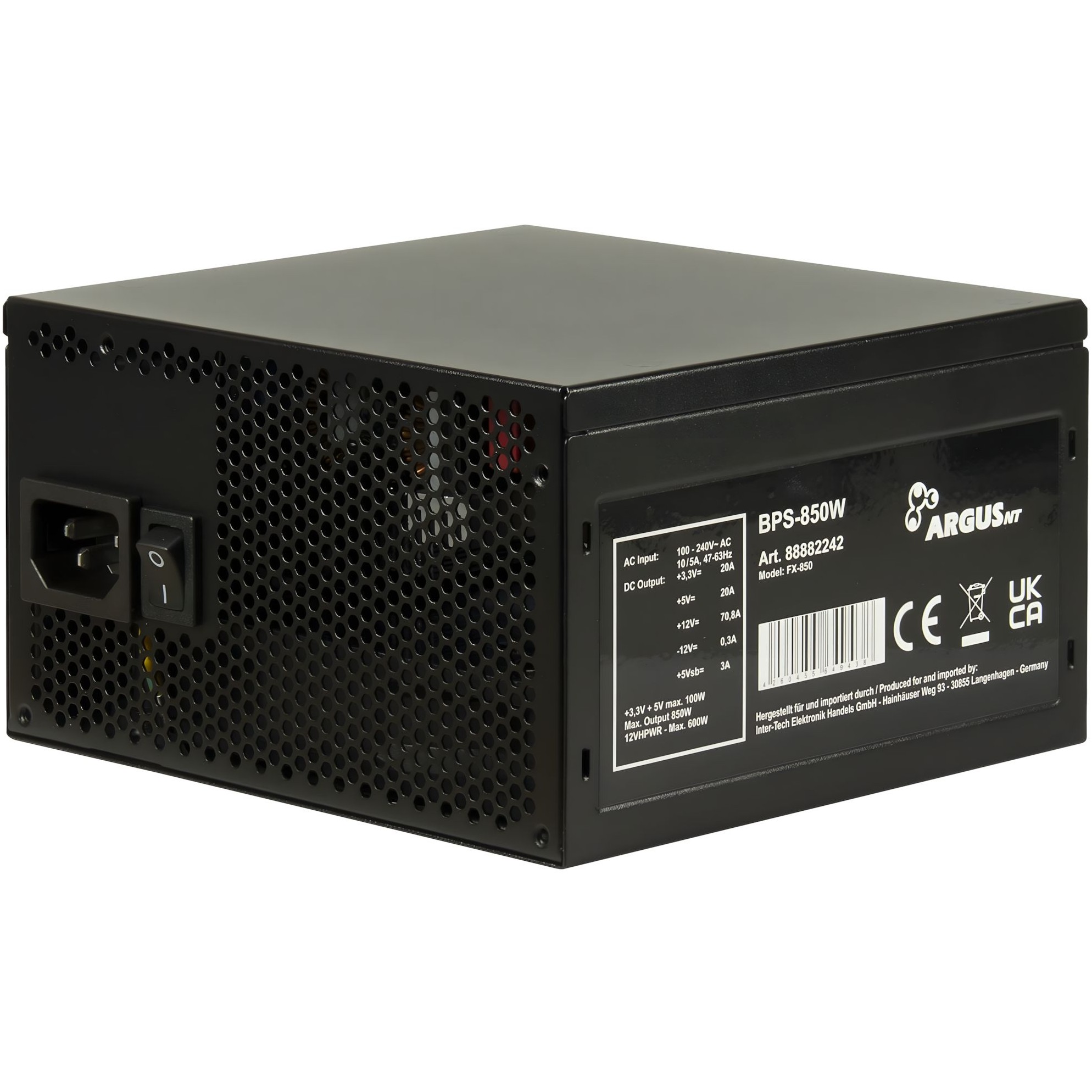 Napajanje INTER-TECH BPS-850 (850 W, 20+4 pin ATX, ATX, Crna)-1