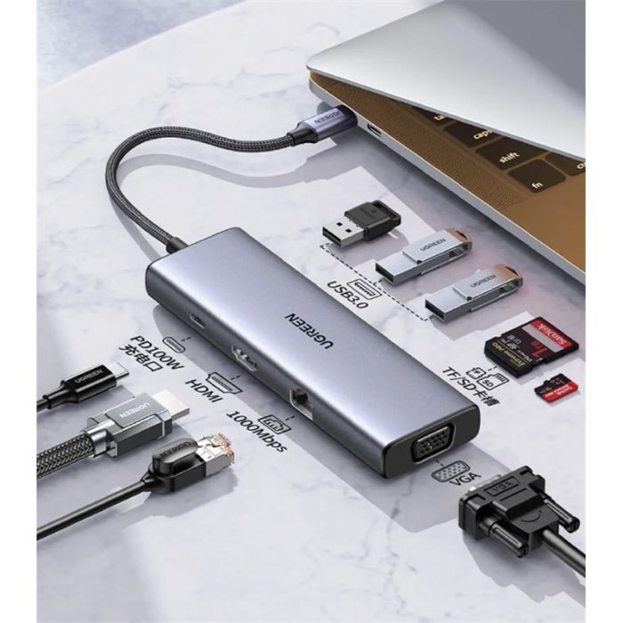 Docking station UGREEN 9in1, 4K@30Hz with PD-0