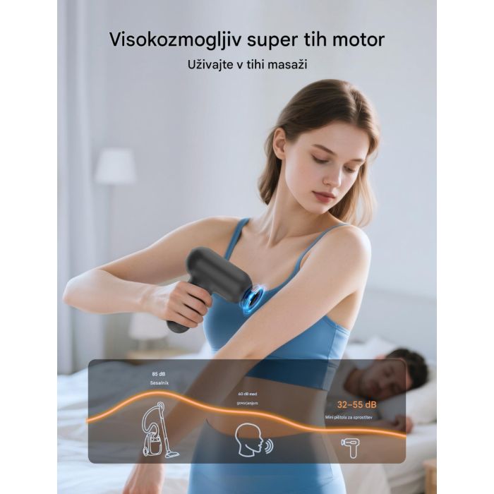 Masažni pištolj TAOTRONICS Mini (6 brzina, 6 nastavaka, crni)-1