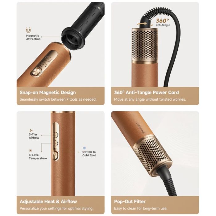 Uređaj za oblikovanje kose DREAME AirStyle Pro (1300 W, 110000 okr/min, 7 nastavaka, ljubičasta boja)-19