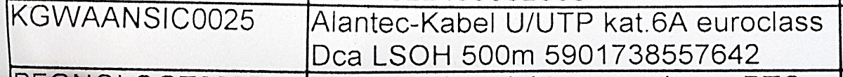 Mrežni kabel Alantec KIU6ALSOH500D (Cat6, U/UTP, 500 m, siva)-2