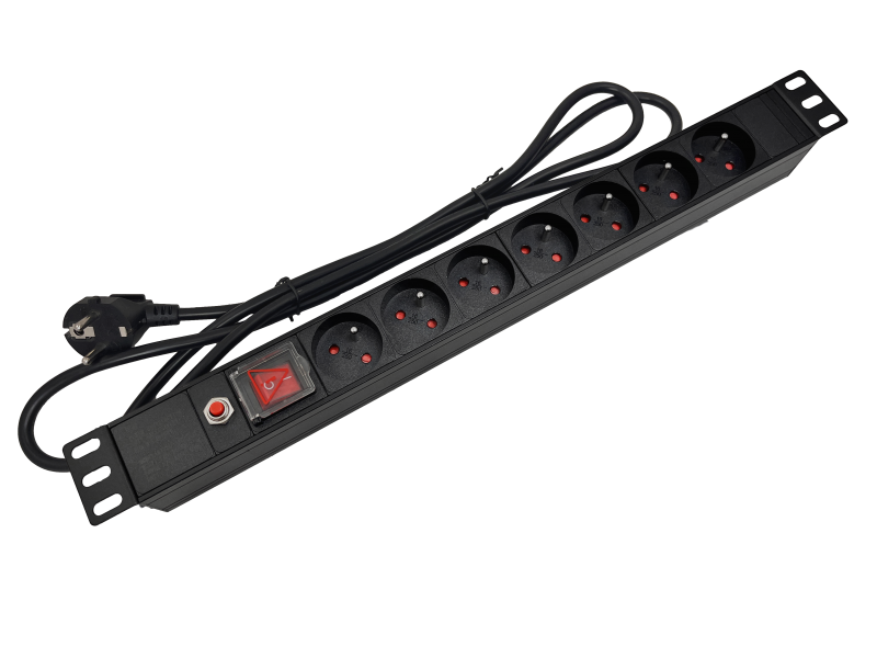 Napajajuća letva Alantec PZ071U (19", 230V, 7 utičnica, LED prekidač, zaštita od preopterećenja, kabel 1,8m)-0