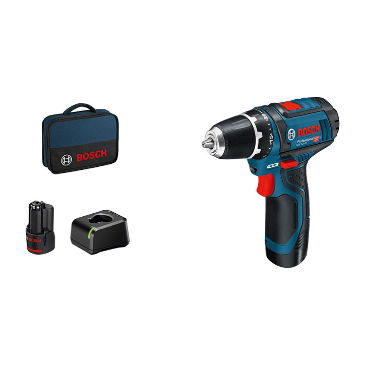 Akumulatorska bušilica BOSCH 12 V Li-Ion 1300 RPM (Crna, Plava, Crvena)