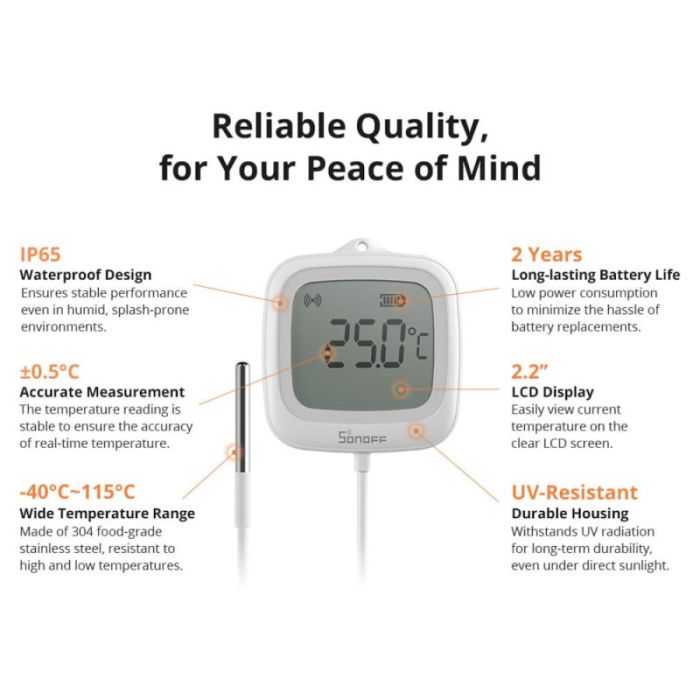 SONOFF ZigBee pametni senzor za temperaturo in vlago SNZB-02LD (različica s sondo)-6