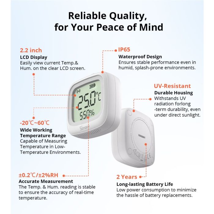 SONOFF ZigBee pametni senzor temperature in vlage SNZB-02WD-3