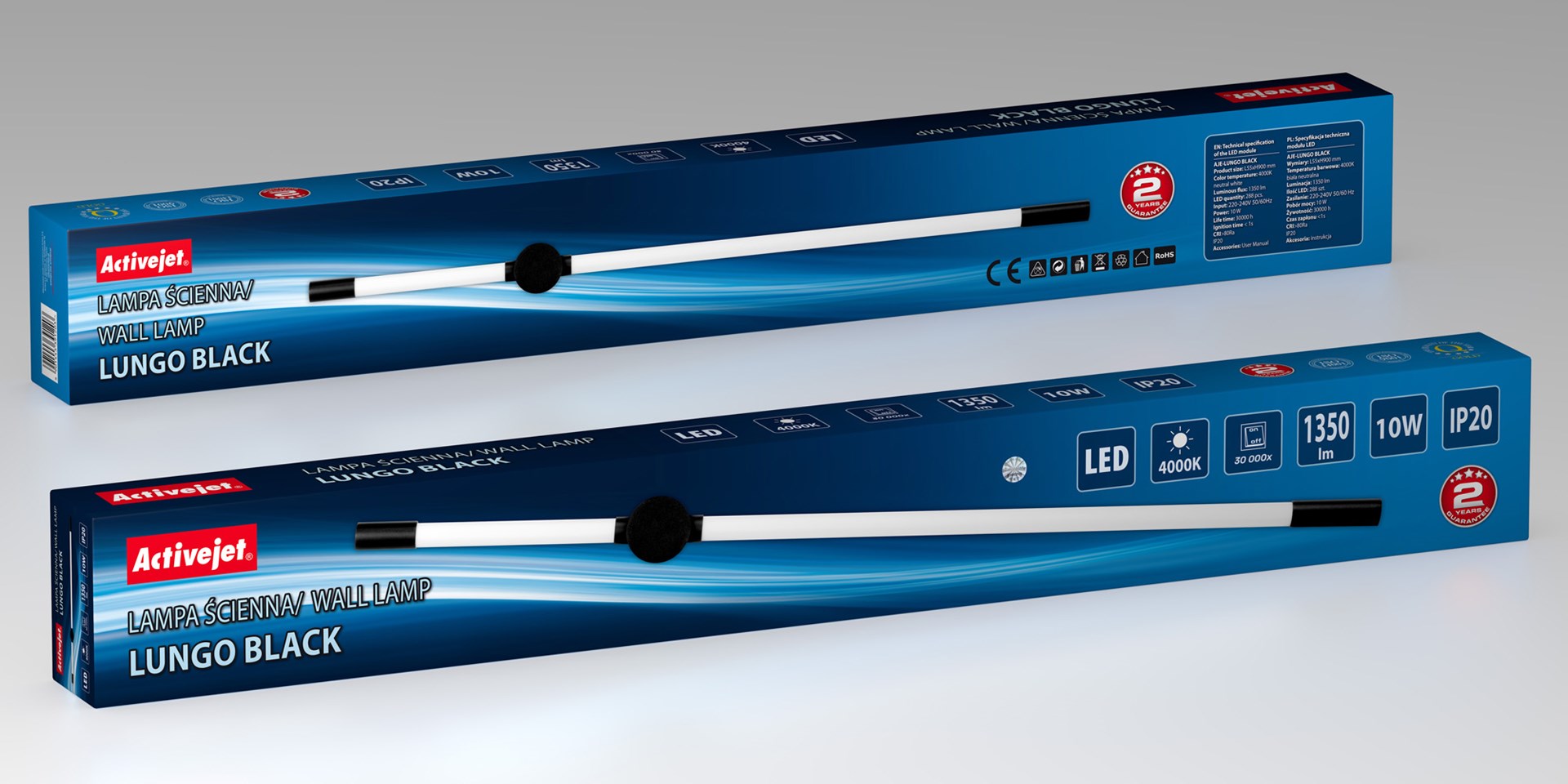 Zidna LED lampa ACTIVEJET AJE-LUNGO (Crna)-1