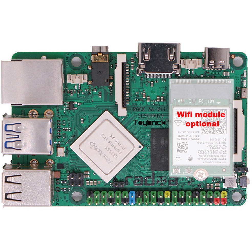 Računalna platforma ALLNET Radxa Rock 3A 8GB RK3568 Quad-core Cortex-A55, 2GHz, Mali G52, 8GB LPDDR4-1