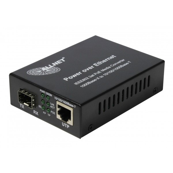 Mrežni konverter ALLNET ALL-MC202P-SFP1-POE 1000 Mbit/s Multi-mode, Single-mode crna boja-0