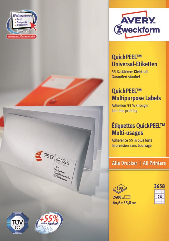 Avery 3658Z self-adhesive label Rectangle White 2400 pc(s)-0