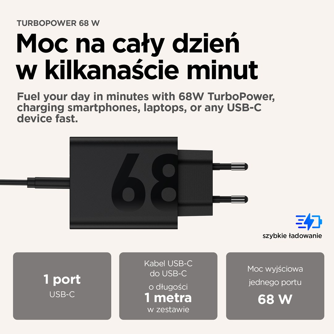 Punjač MOTOROLA TurboPower 68W Universal crna boja-2