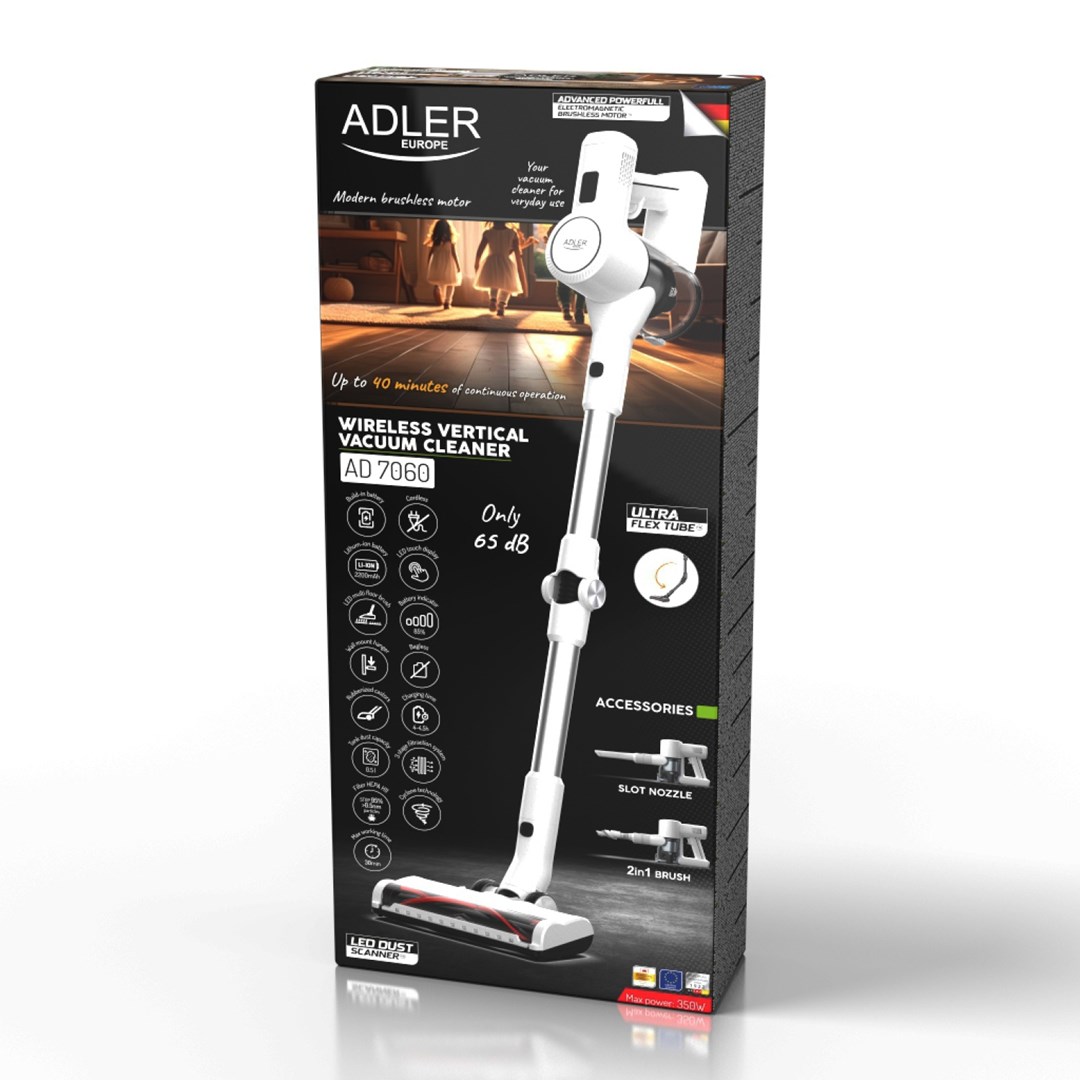 Štapni usisavač ADLER AD 7060 (bežični, snaga 350 W, autonomija do 35 min, crna/siva)-6
