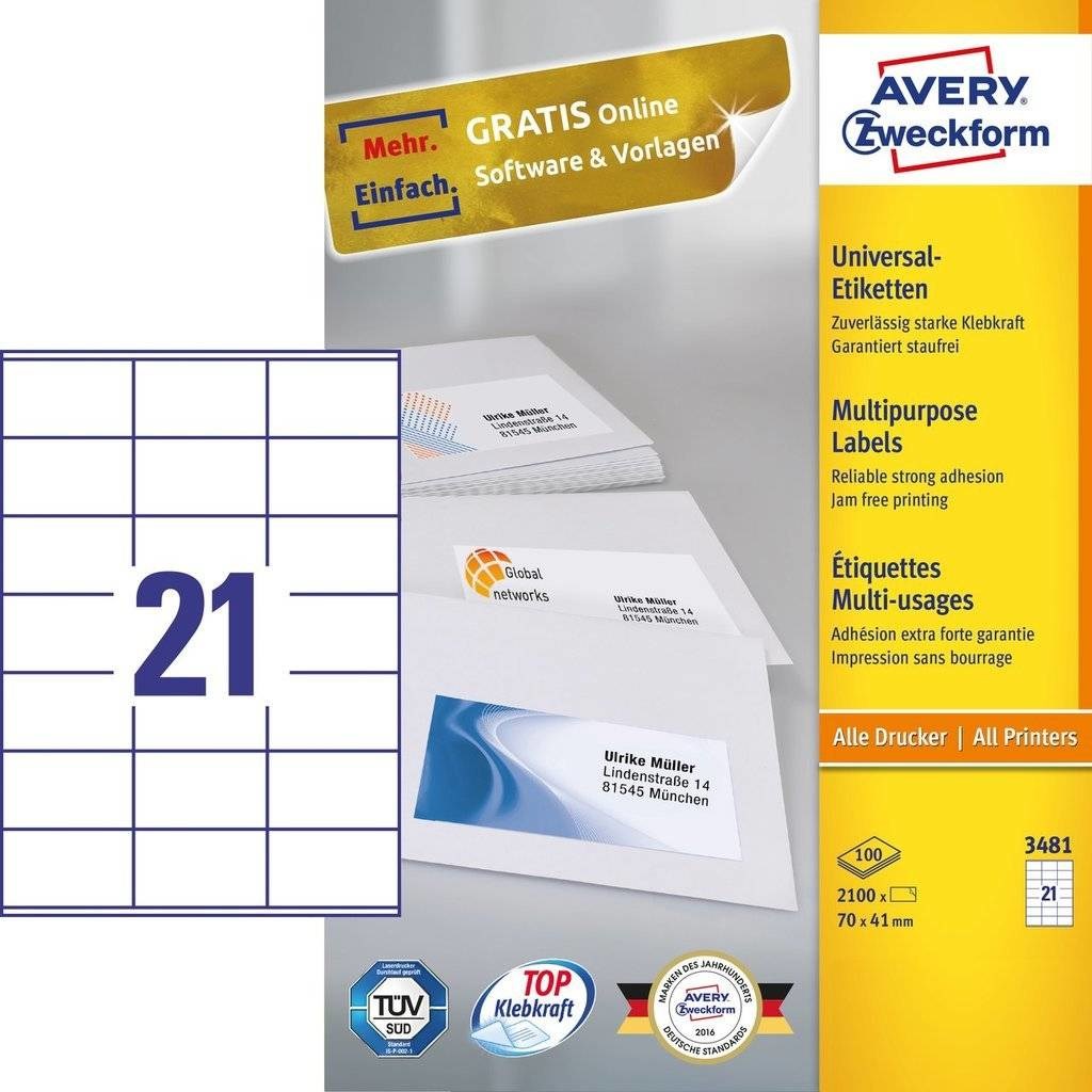 Avery 3481 self-adhesive label Rectangle Permanent White 2100 pc(s)-1