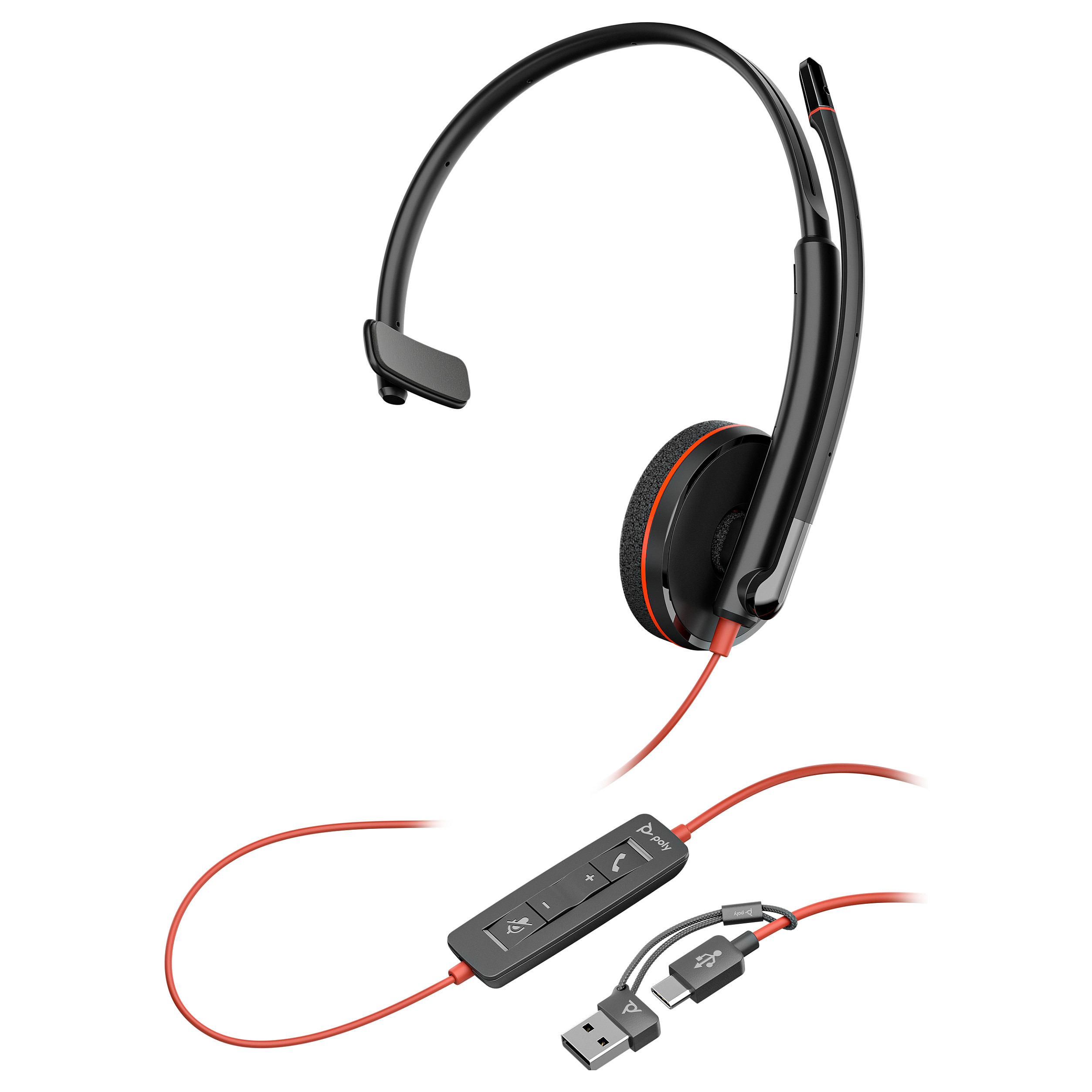 Slušalice HP POLY Blackwire 3215 Monaural USB-C +3.5mm Plug +USB-C/A Adapter-4